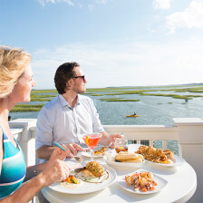 Outdoor dining with inlet views in South Carolina