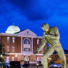 Evening view of the Elvis Presley Homecoming Statue in Tupelo, Mississippi