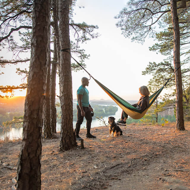 A campsite with a view at Emerald Park in North Little Rock, Arkansas