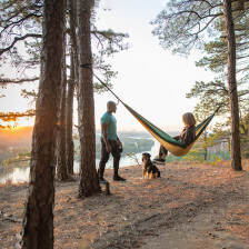 A campsite with a view at Emerald Park in North Little Rock, Arkansas