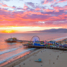 Aerial view of the Santa Monica Pier in California