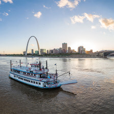 A boat ride past Gateway Arch National Park in St. Louis, Missouri