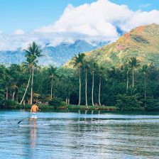 Paddleboarding with breathtaking views of Kauai, Hawaii