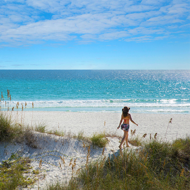 Strolling the sandy shores of Panama City Beach, Florida