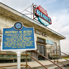Exterior view of the Gateway to the Blues Museum in Tunica, Mississippi