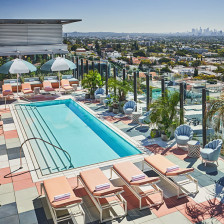 Panoramic views from the rooftop pool at California's Pendry West Hollywood