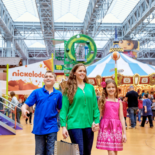 Strolling through Nickelodeon Universe Theme Park in Mall of America, Bloomington, Minnesota